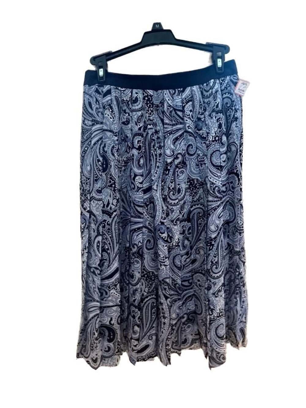 Trina Turk Silk Blue Paisley Print Pleated Midi Skirt Size 2 Modest career